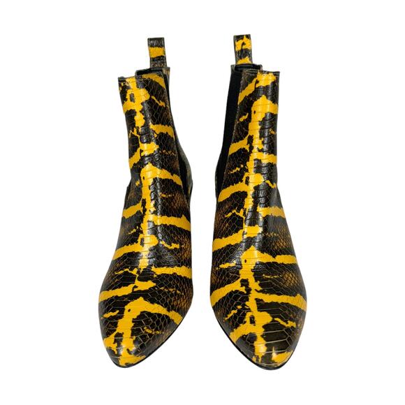 Coconuts Matisse Morgan Booties 7 Leather Snake Animal Print Yellow Black Edgy - Picture 2 of 8